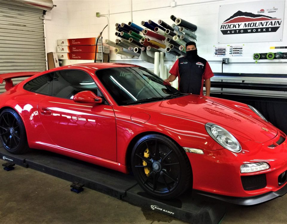 Red Porsche 911 GT3 with rock chip protection paint protection film by Rocky Mountain Auto Works Sacramento